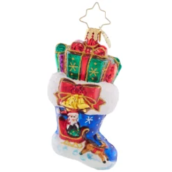 Christopher Radko Night Before Christmas Stocking Gem Glass Christmas Ornament 1021430