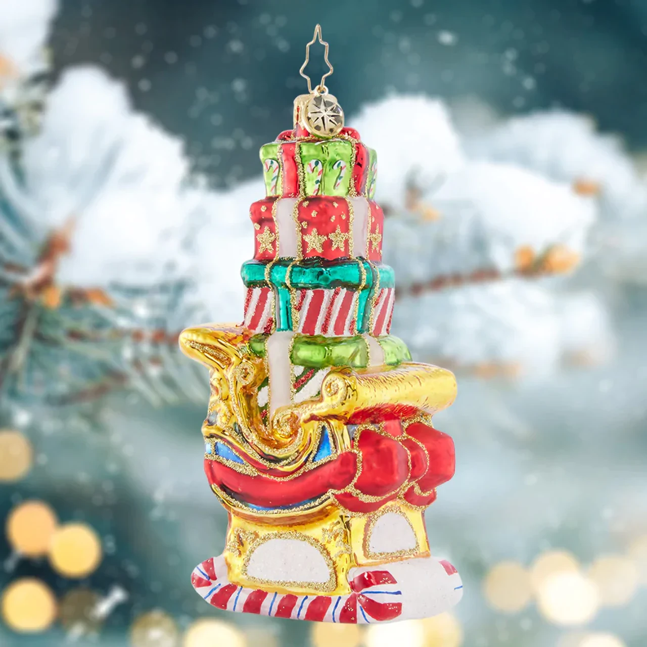 Christopher Radko Piled-High Sleigh Glass Christmas Ornament 1021677 2 Christopher Radko Piled-High Sleigh Glass Christmas Ornament 1021677 - Image 2
