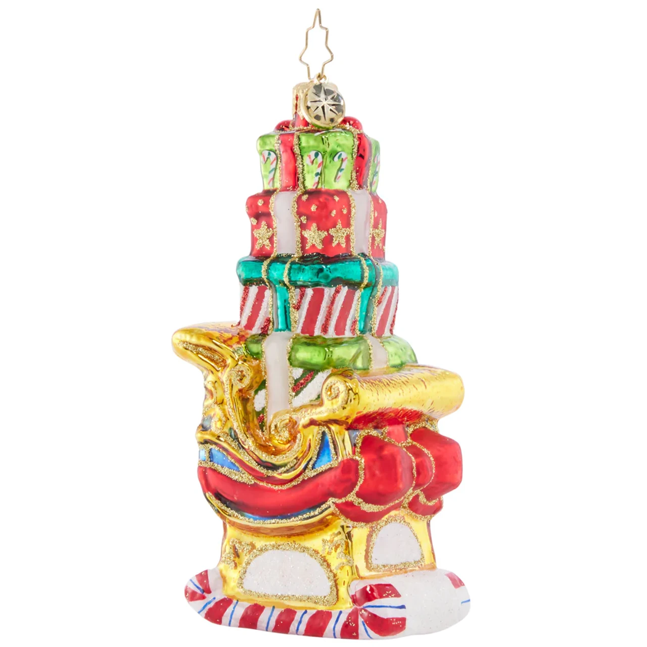 Christopher Radko Piled-High Sleigh Glass Christmas Ornament 1021677 1 Christopher Radko Piled-High Sleigh Glass Christmas Ornament 1021677