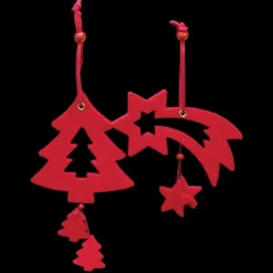 Club Pack Of 18 Elegant Red Tree And Shooting Star Felt Ornaments