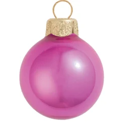 8ct Lipstick Pink Pearl Christmas Ball Ornaments 3.25" (80mm)