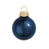 8ct Midnight Blue Pearl Glass Christmas Ball Ornaments 3.25" (80mm)