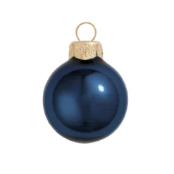 8ct Midnight Blue Pearl Glass Christmas Ball Ornaments 3.25" (80mm)