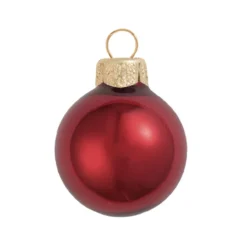 8ct Burgundy Red Glass Pearl Christmas Ball Ornaments 3.25" (80mm)