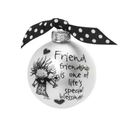 "Friendship Is One Of Life's Blessings" MarciĀ Glass Christmas Ball Ornament 2.75" (70mm)
