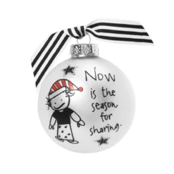 "Now Is The Season For Sharing" MarciĀ Glass Christmas Ball Ornament 2.75" (70mm)