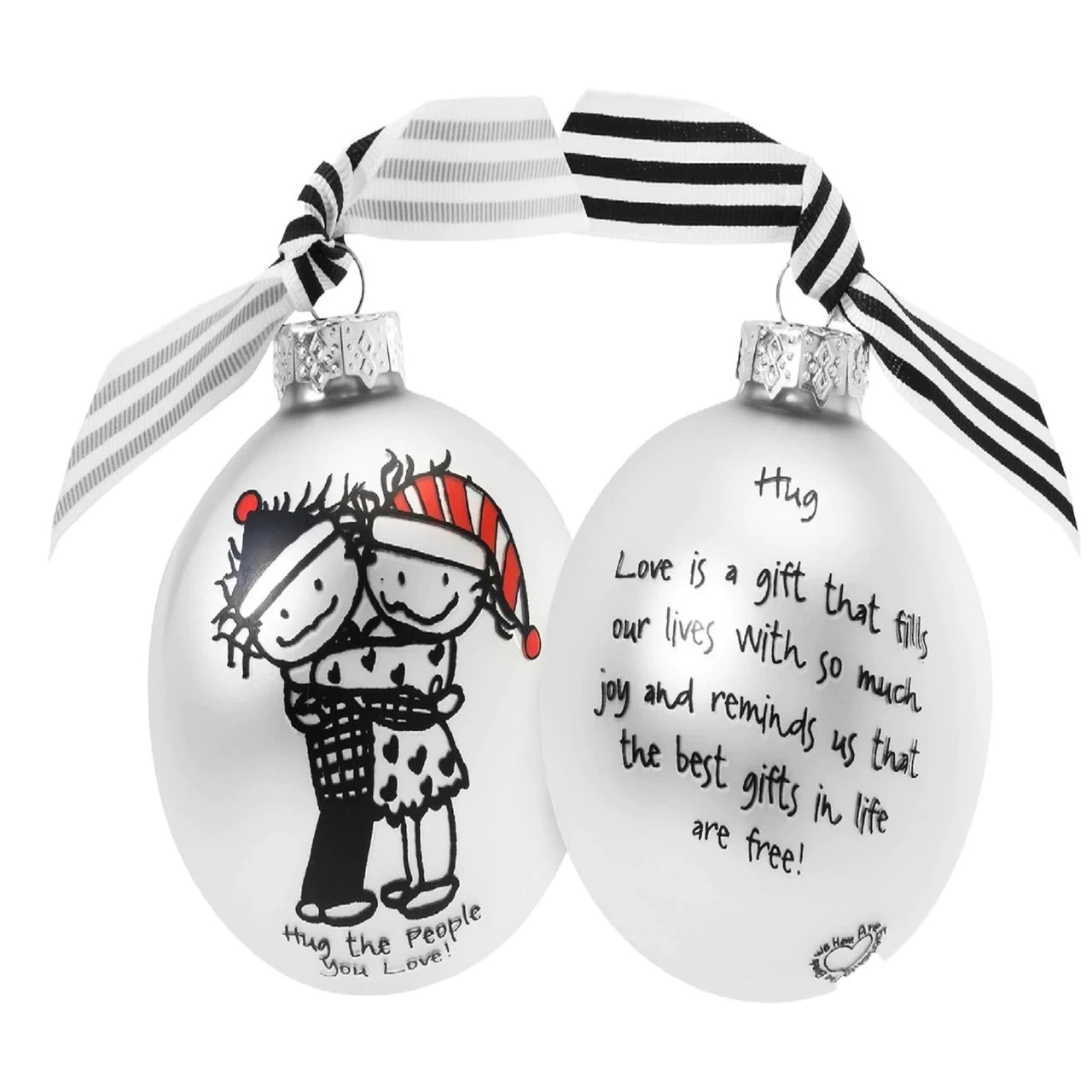 "Hug The People You Love" Marci Glass Christmas Ball Ornament 2.75" (70mm) 3 "Hug The People You Love" Marci Glass Christmas Ball Ornament 2.75" (70mm) - Image 3