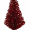 3' Red Hot Fiber Optic Artificial Tinsel Christmas Tree - Multi Lights