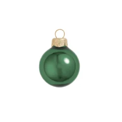 28ct Emerald Green Glass Shiny Christmas Ball Ornaments 2" (50mm)