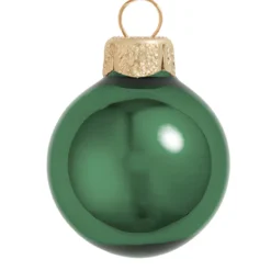 12ct Emerald Green Glass Shiny Finish Christmas Ball Ornaments 2.75" (70mm)