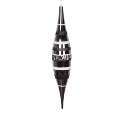 22" Black And White Diva Safari Zebra Stripes Finial Shatterproof Drop Christmas Ornament
