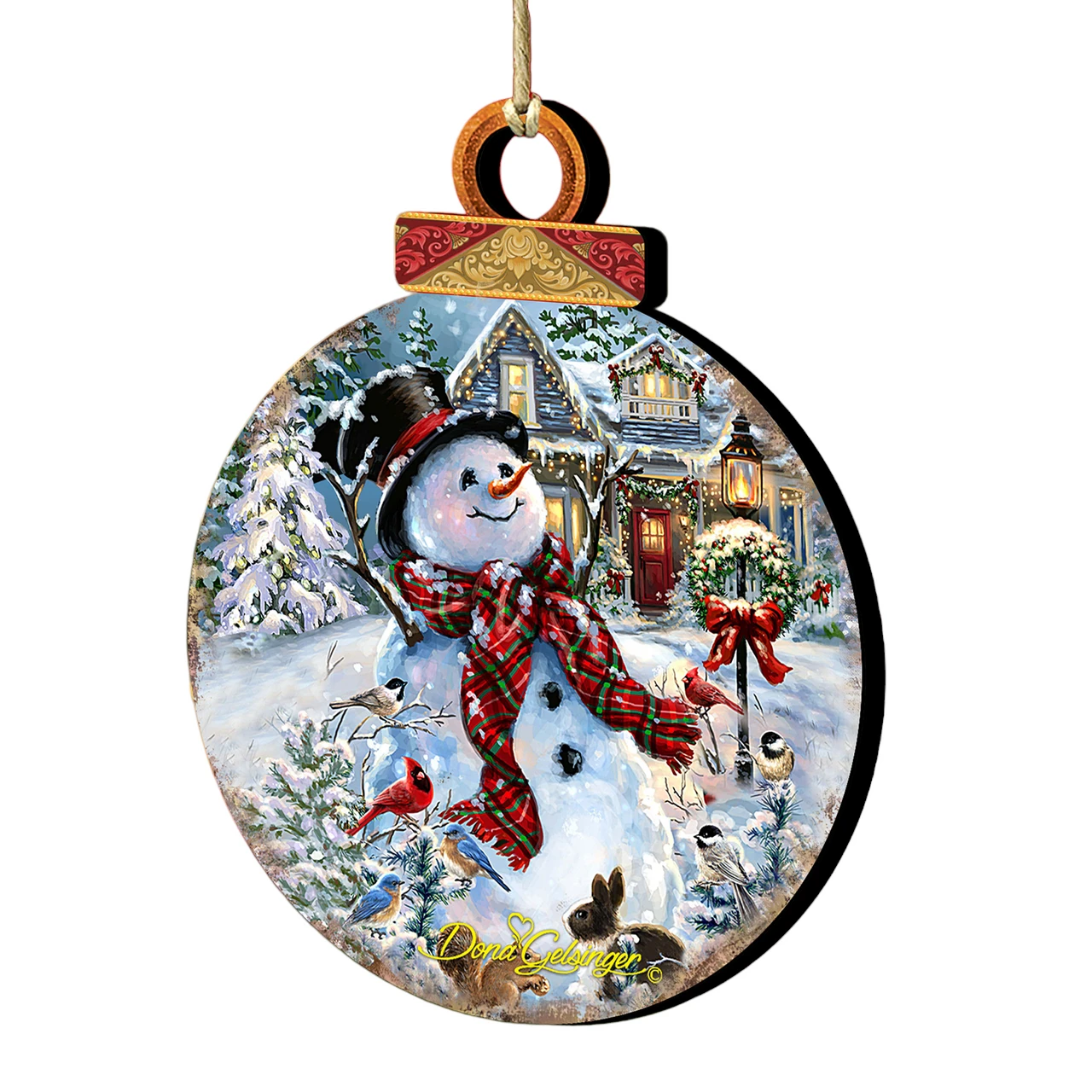 Set Of 2 Snowman With Friends Wooden Christmas Ornaments 5.5" 1 Set Of 2 Snowman With Friends Wooden Christmas Ornaments 5.5"