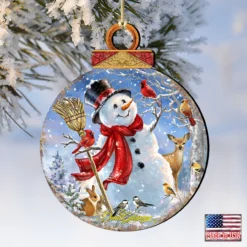 Set Of 2 Snowman And Friends In The Forest Wooden Christmas Ornaments 5.5" -Christmas Trees Shop 8021023 1624 4 45498.1667548833