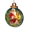 Set Of 2 Enchanted Christmas Santa Claus Wooden Ornaments 5.5"