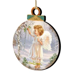 Set Of 2 Angel And Bird In A Woodland Christmas Ornaments 5.5"