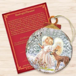 Set Of 2 Angel With Friends In The Woodland Round Wooden Christmas Ornaments 5.5" -Christmas Trees Shop 8021122 1703 3 52728.1667548792
