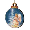 Set Of 2 Angel Wish Round Wooden Christmas Ornaments 5.5"