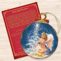 Set Of 2 Angel Wish Round Wooden Christmas Ornaments 5.5" -Christmas Trees Shop 8021152 0703 3 71007.1667548811