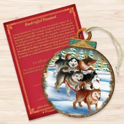 Set Of 2 Adorable Huskies Wooden Christmas Ornaments 5.5" -Christmas Trees Shop 8025378 3 65449.1667548814