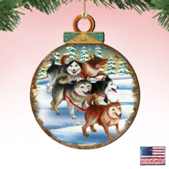Set Of 2 Adorable Huskies Wooden Christmas Ornaments 5.5" -Christmas Trees Shop 8025378 4 89046.1667548815