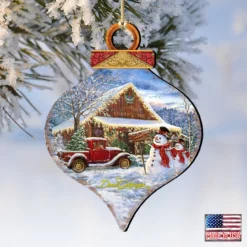 Set Of 2 Christmas Country Store Wooden Ornaments 5.5" -Christmas Trees Shop 8031022 1607 4 10529.1667548818