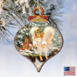 Set Of 2 Angel With An Adorable Kitty Wooden Christmas Ornaments 5.5" -Christmas Trees Shop 8031120 0718 4 47026.1667548823