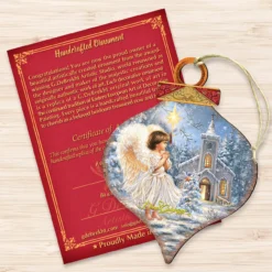 Set Of 2 Angel At The Chapel Onion Shaped Wooden Christmas Ornaments 5.5" -Christmas Trees Shop 8031121 1606 3 49422.1667548768