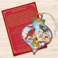 Set Of 2 Birds Rest Onion Shaped Wooden Christmas Ornaments 5.5" -Christmas Trees Shop 8035222 3 48009.1667548782