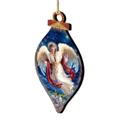 Set Of 2 LovelyAngel Wooden Christmas Ornaments 5.5"