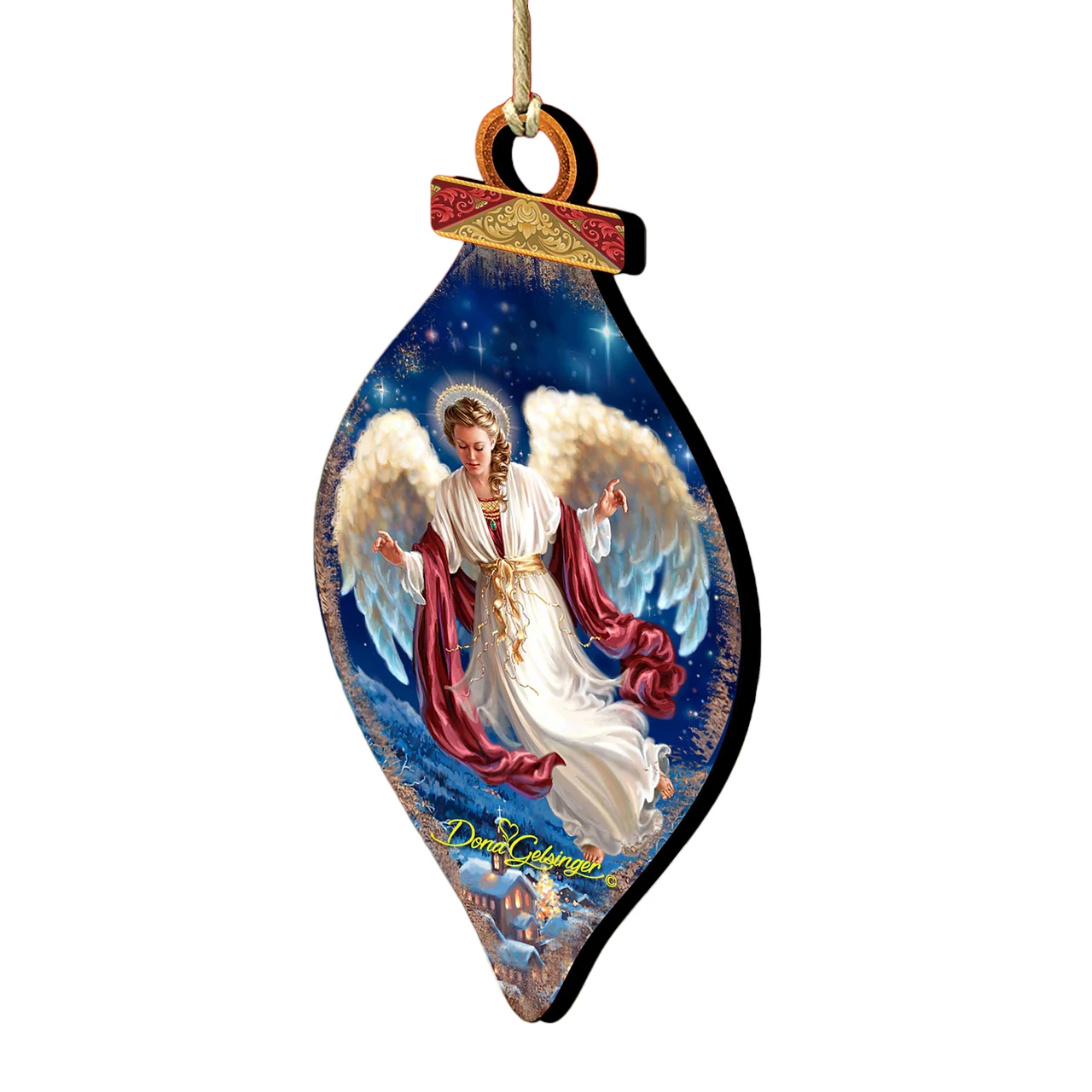 Set Of 2 LovelyAngel Wooden Christmas Ornaments 5.5" 1 Set Of 2 LovelyAngel Wooden Christmas Ornaments 5.5"