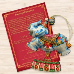 Set Of 2 Floral Elephant Carousel Wooden Christmas Ornaments 5.5" -Christmas Trees Shop 8114043 3 48297.1667549783