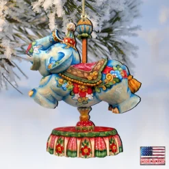 Set Of 2 Floral Elephant Carousel Wooden Christmas Ornaments 5.5" -Christmas Trees Shop 8114043 4 59737.1667549784