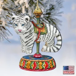 Set Of 2 Tiger Carousel Wooden Christmas Ornaments 5.5" 7 Set Of 2 Tiger Carousel Wooden Christmas Ornaments 5.5" -Christmas Trees Shop 8114046 4 00409.1667549786