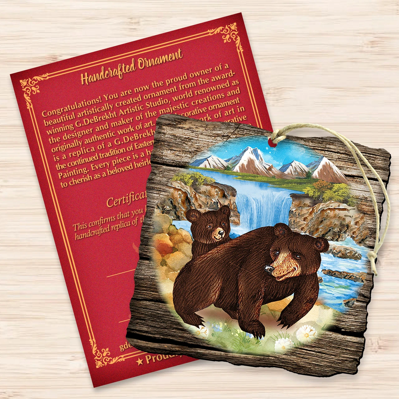 Set Of 2 Adorable Bears In A Cabin Wooden Christmas Ornaments 5.5" 3 Set Of 2 Adorable Bears In A Cabin Wooden Christmas Ornaments 5.5" - Image 3