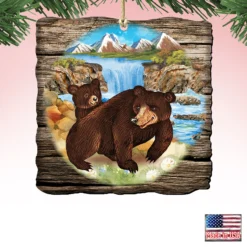 Set Of 2 Adorable Bears In A Cabin Wooden Christmas Ornaments 5.5" 7 Set Of 2 Adorable Bears In A Cabin Wooden Christmas Ornaments 5.5" -Christmas Trees Shop 8114081 4 01859.1667549799