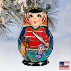 Set Of 2 Matreshka Doll Nutcracker Soldier Wooden Christmas Ornaments 5.5" -Christmas Trees Shop 8115151 4 88412.1667549827