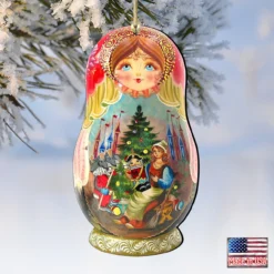Set Of 2 Matreshka Doll Nutcracker Tale Wooden Christmas Ornaments 5.5" -Christmas Trees Shop 8115762 4 62014.1667549832