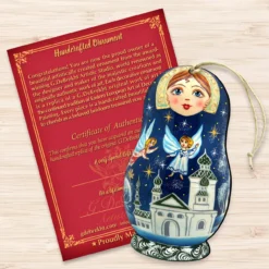 Set Of 2 Matreshka Doll With Flying Angels Wooden Christmas Ornaments 5.5" -Christmas Trees Shop 8115941 3 92016.1667549838