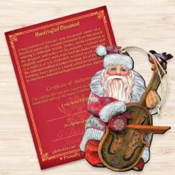 Set Of 2 Santa Claus Playing Violin Wooden Christmas Ornaments 5.5" -Christmas Trees Shop 8116210 3 41963.1667549846