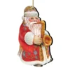 Set Of 2 Santa Claus Trumpet Wooden Christmas Ornaments 5.5"