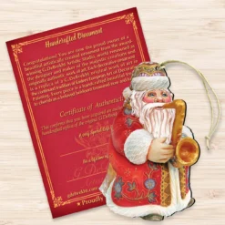 Set Of 2 Santa Claus Trumpet Wooden Christmas Ornaments 5.5" -Christmas Trees Shop 8116211 3 77057.1667549851