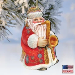 Set Of 2 Santa Claus Trumpet Wooden Christmas Ornaments 5.5" -Christmas Trees Shop 8116211 4 14461.1667549851