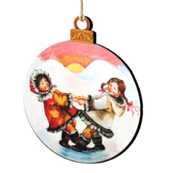 Set Of 2 Cool Friendship Wooden Christmas Ornaments 5.5"by G.DeBrekht