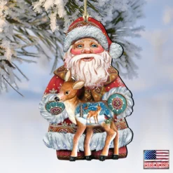 Set Of 2 Santa Claus Fawn Wooden Christmas Ornaments 5.5" 7 Set Of 2 Santa Claus Fawn Wooden Christmas Ornaments 5.5" -Christmas Trees Shop 8118081 4 36993.1667549885