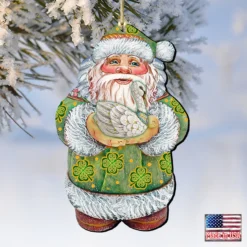 Set Of 2 Celtic Santa Claus Swan Wooden Christmas Ornaments 5.5"by G.DeBrekht -Christmas Trees Shop 8118086 4 56921.1667549889