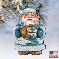 Set Of 2 Santa Claus Goldfish Wooden Christmas Ornaments 5.5" -Christmas Trees Shop 8118201 4 79321.1667549891