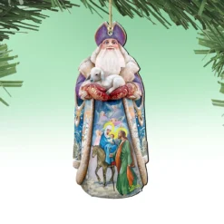 Set Of 2 Santa Goat And The Guardian Angels Wooden Christmas Ornaments 5.5" -Christmas Trees Shop 811832 4 44629.1667529019