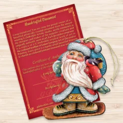 Set Of 2 Sliding Santa With Bird Wooden Christmas Ornaments 5.5" -Christmas Trees Shop 8119171 3 18991.1667549900