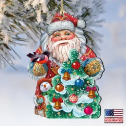 Set Of 2 Santa Decorating Christmas Tree Ornaments 5.5" -Christmas Trees Shop 8119181 4 34653.1667549900