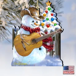 Set Of 2 Snowman Playing Guitar Wooden Christmas Ornaments 5.5" -Christmas Trees Shop 8121120 1531 4 50998.1667549912